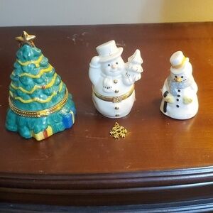 Christmas Lot of Tree and Snowmen 3 pieces